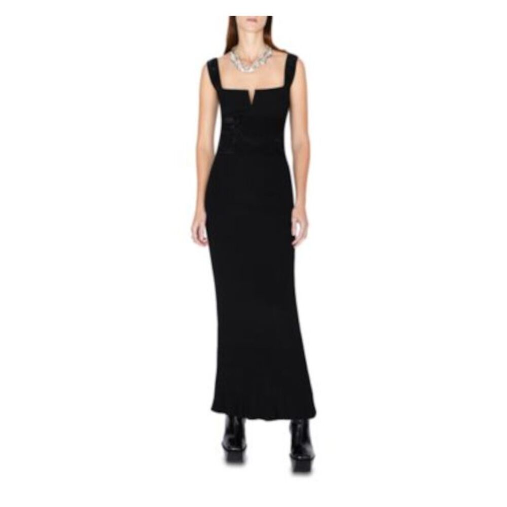 GALVAN LONDON Womens Black Notched Pullover Sleeveless Maxi Gown Dress XL